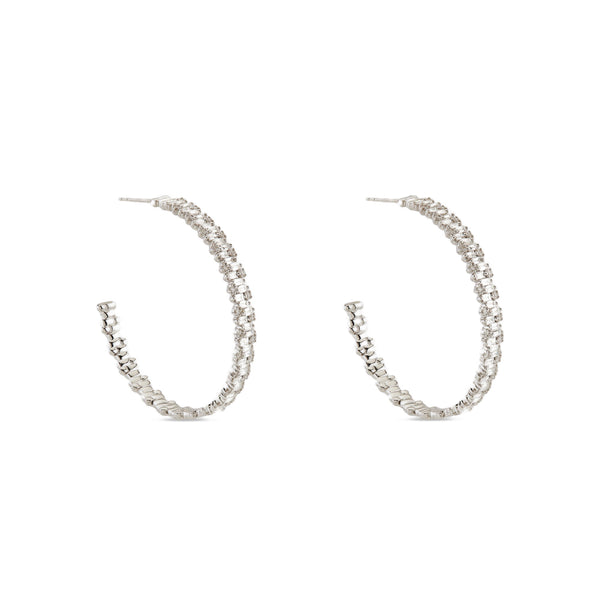 Suzanne Kalan - White Gold Diamond Hoop Earrings