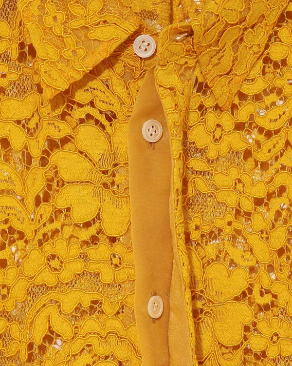Undercover - Women’s Embroidered Lace Shirt - (Yellow)