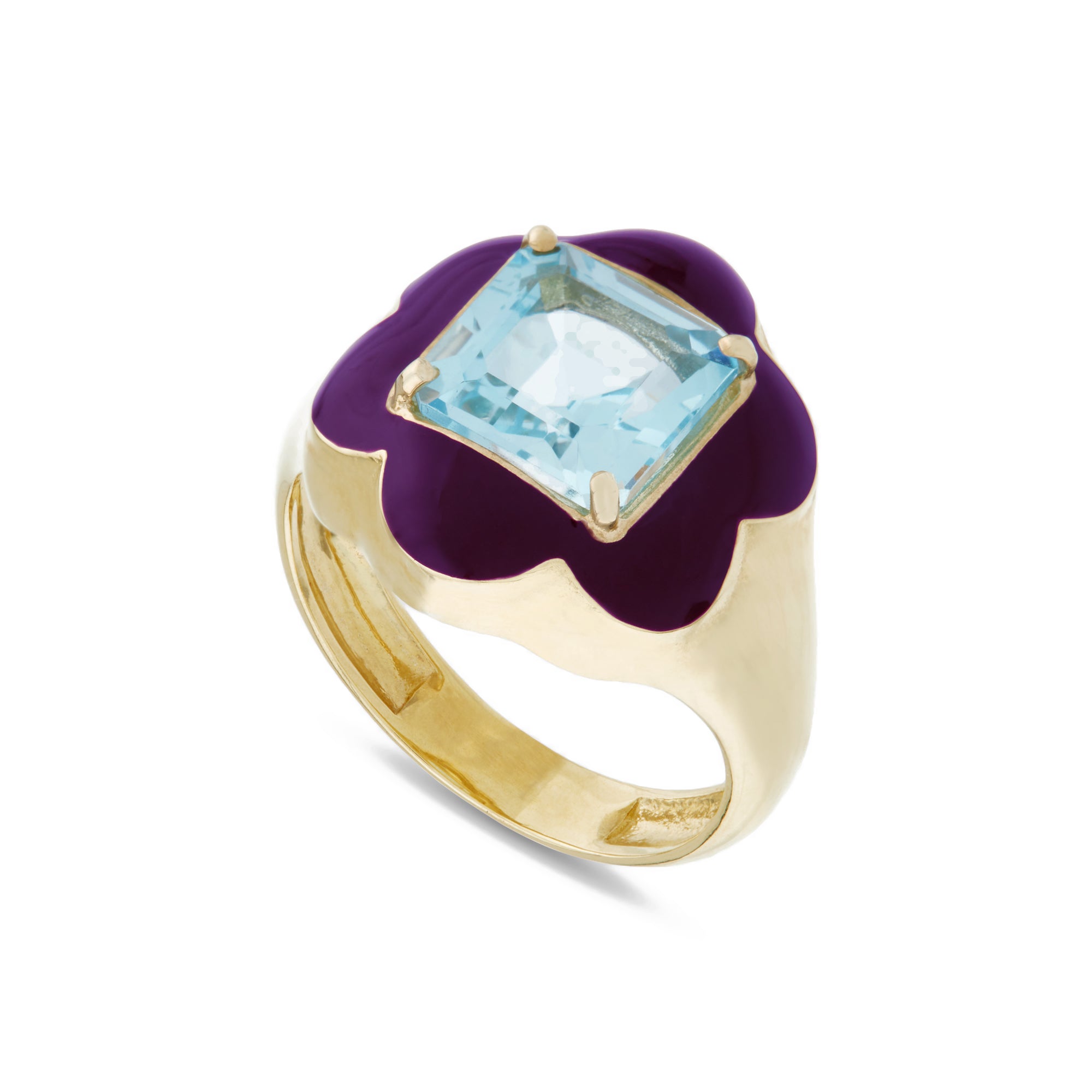 Bea Bongiasca - Floral Disco Signet Ring in Purple view 2