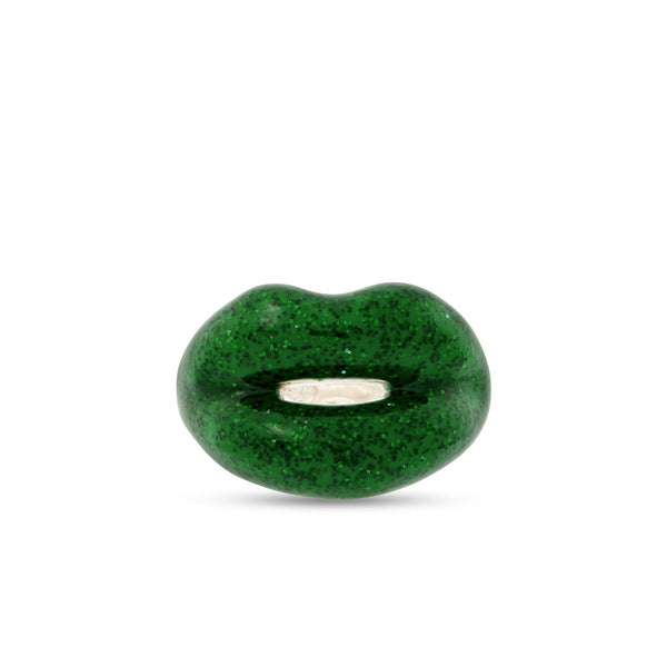 Solange - Glitter Green Hotlips Ring