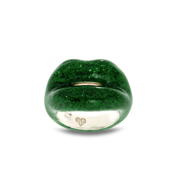 Solange - Glitter Green Hotlips Ring