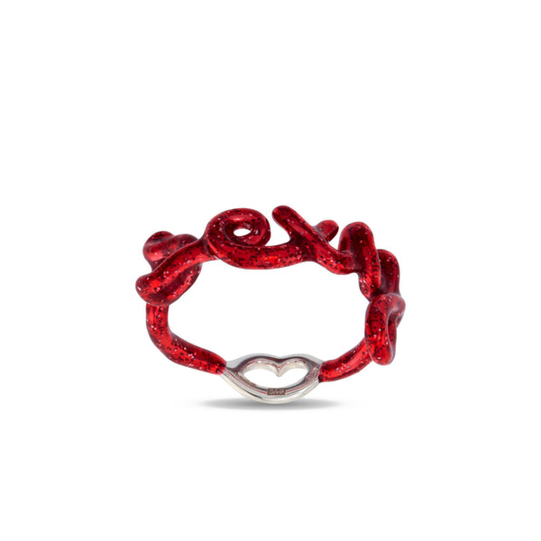 Solange - Sexy Hotscripts Ring in Glitter Red