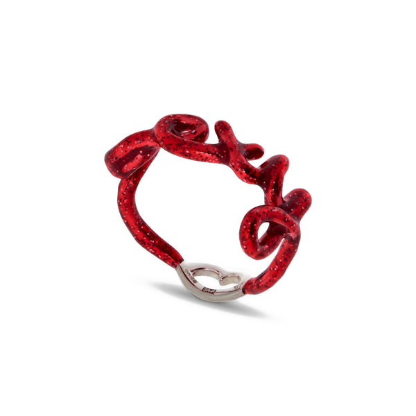 Solange - Sexy Hotscripts Ring in Glitter Red