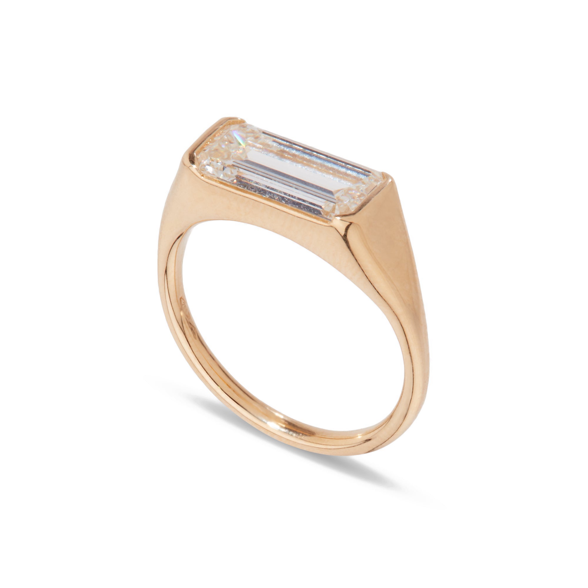 Statement Signet Ring with a F.U. Diamond and Hand Engraving – ARTEMER