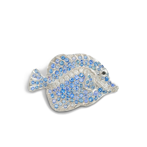 Mio Harutaka - Petite Angelfish Brooch with Blue Sapphires