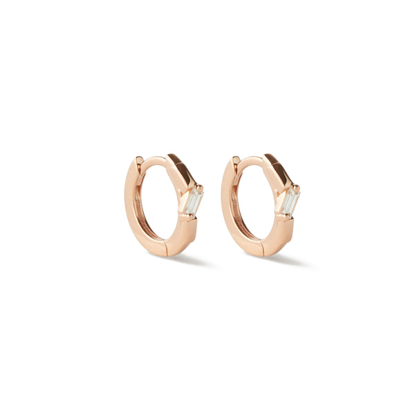 Suzanne Kalan - Single Diamond Huggie Earrings - (Rose Gold)