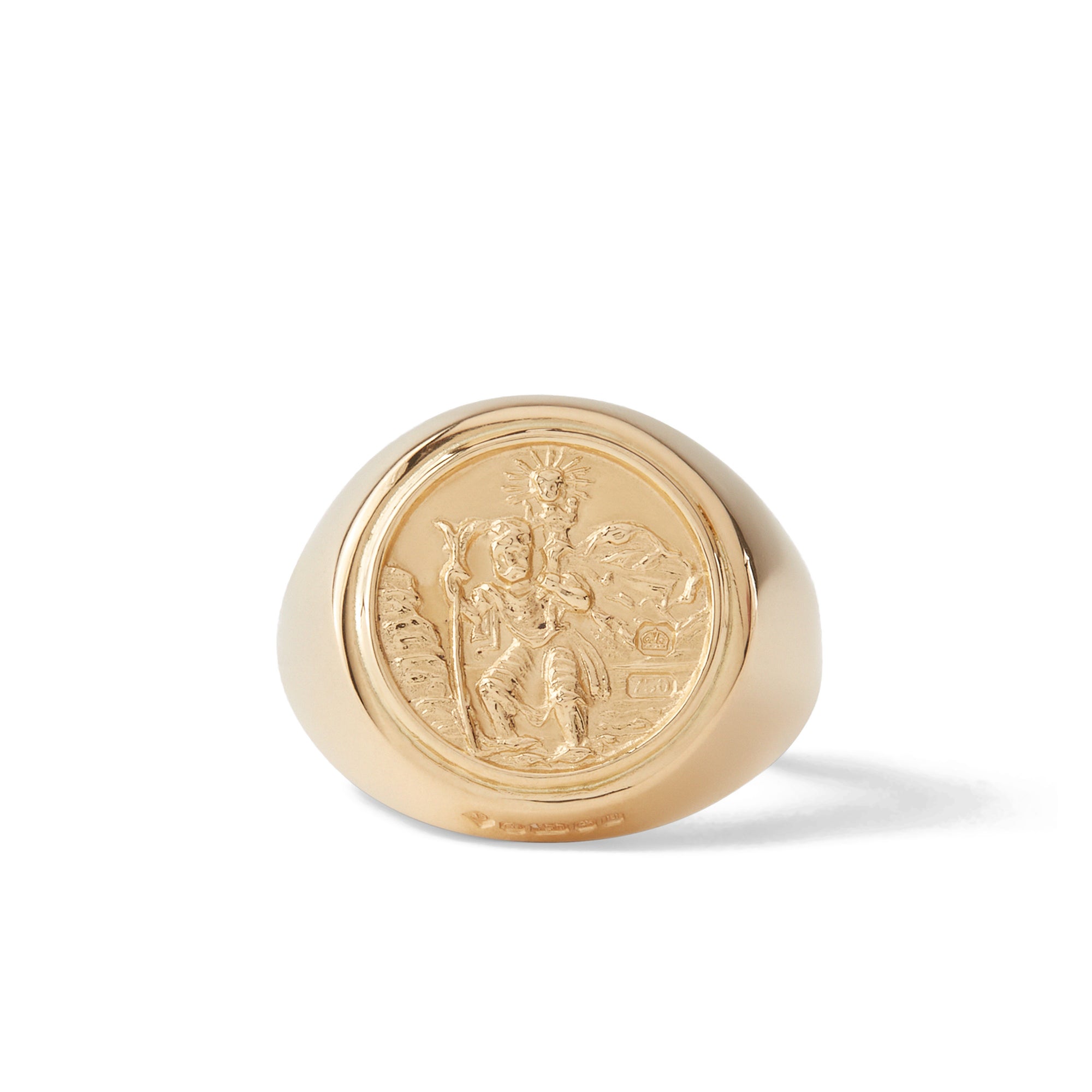 Bunney - St Christopher’s Signet Ring - (Yellow Gold) view 1