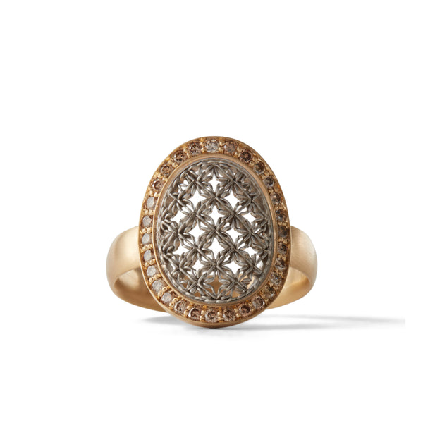 Nikolle Radi - Women’s Oval Damask Ring - (Gold/Platinum)