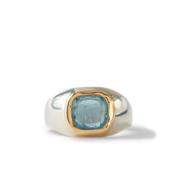 Frederick Grove - Cushion Aquamarine Ring - (Silver/Gold)
