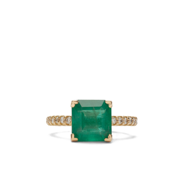 Shay - Asscher Emerald Pinky Ring - (Yellow Gold)