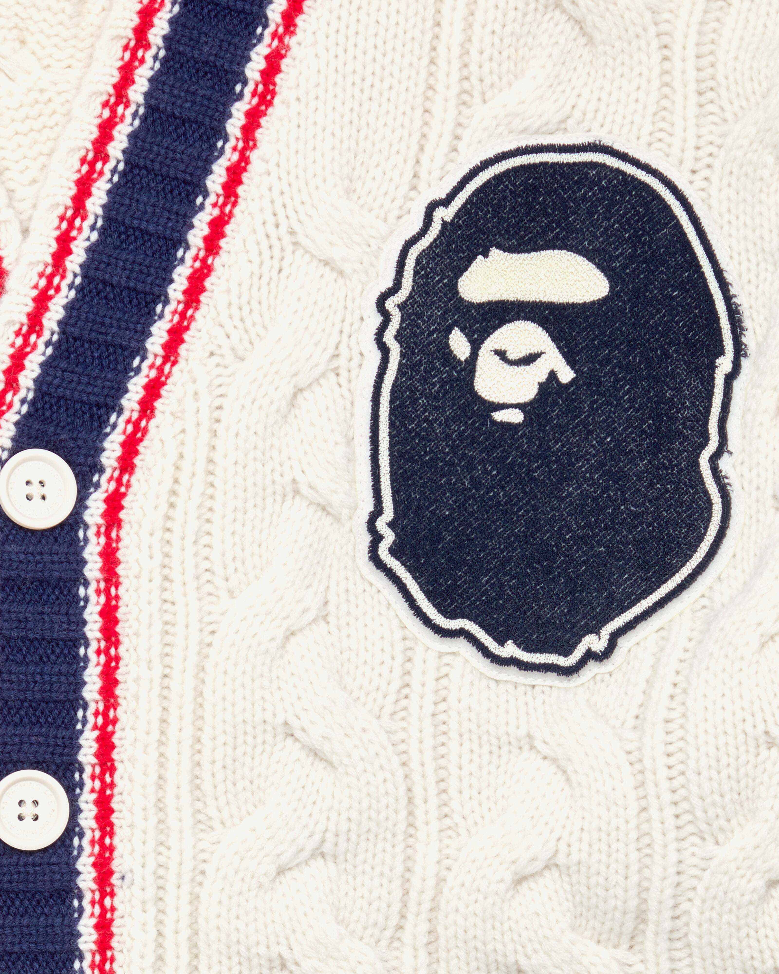 A Bathing Ape® - College Badges Knit Cardigan - (Ivory) | Dover