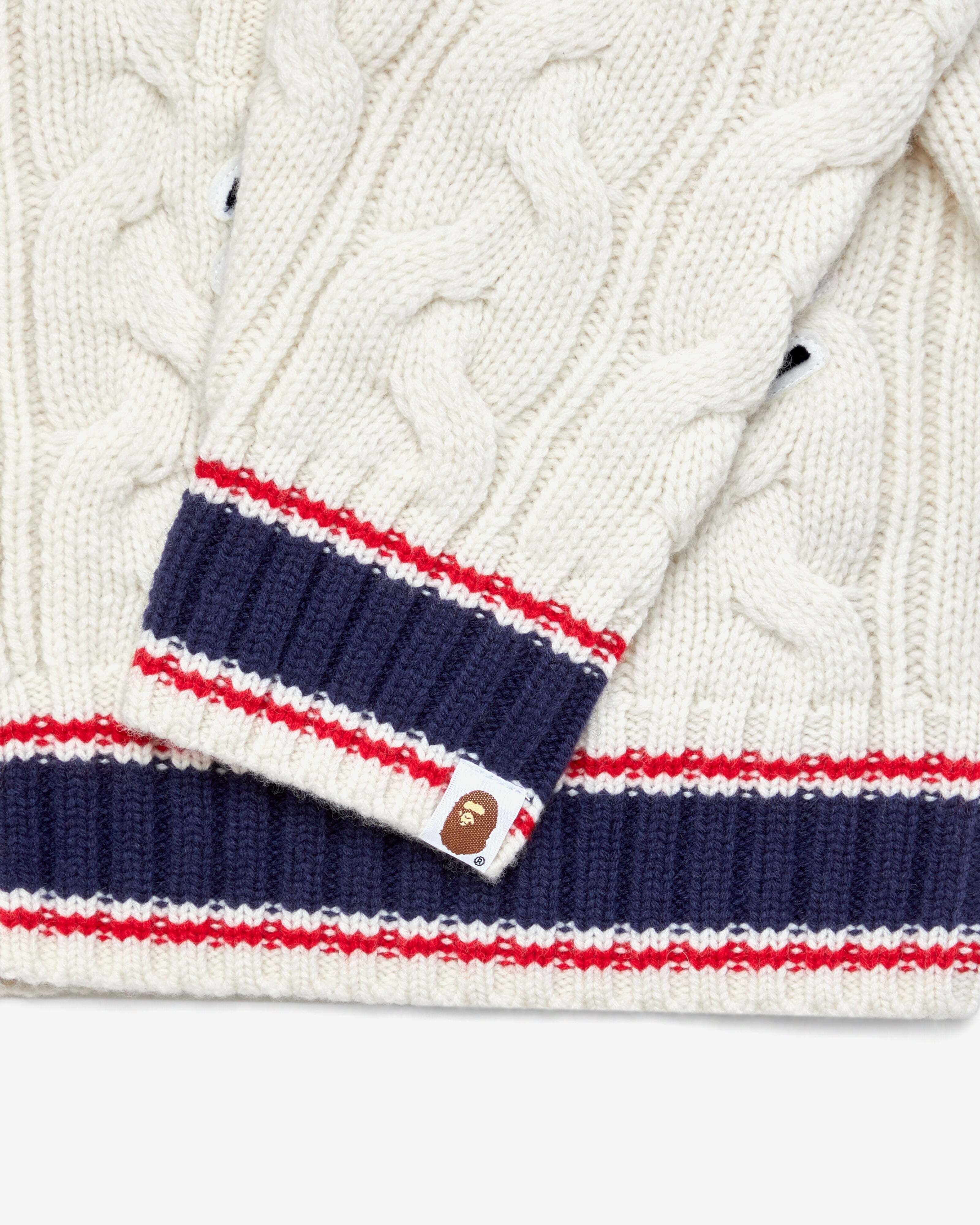 A Bathing Ape® - College Badges Knit Cardigan - (Ivory) | Dover