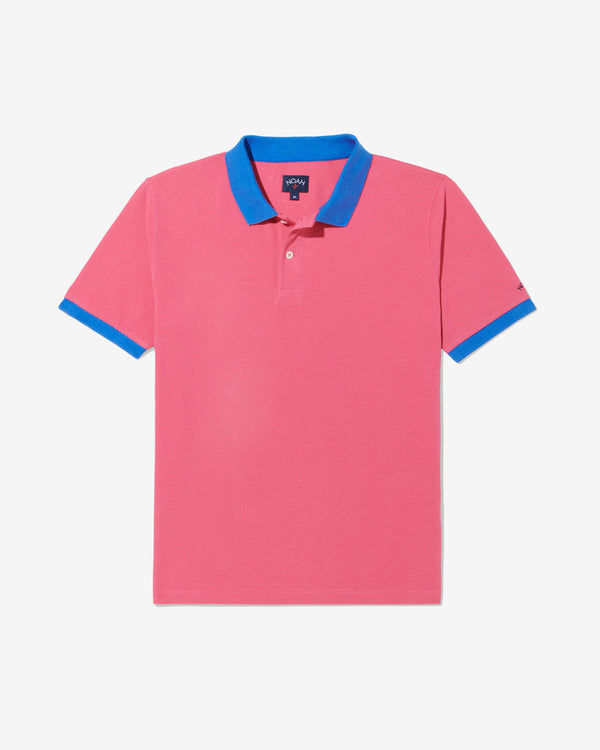 Noah - Men's Contrast Collar Pique Polo - (Pink)