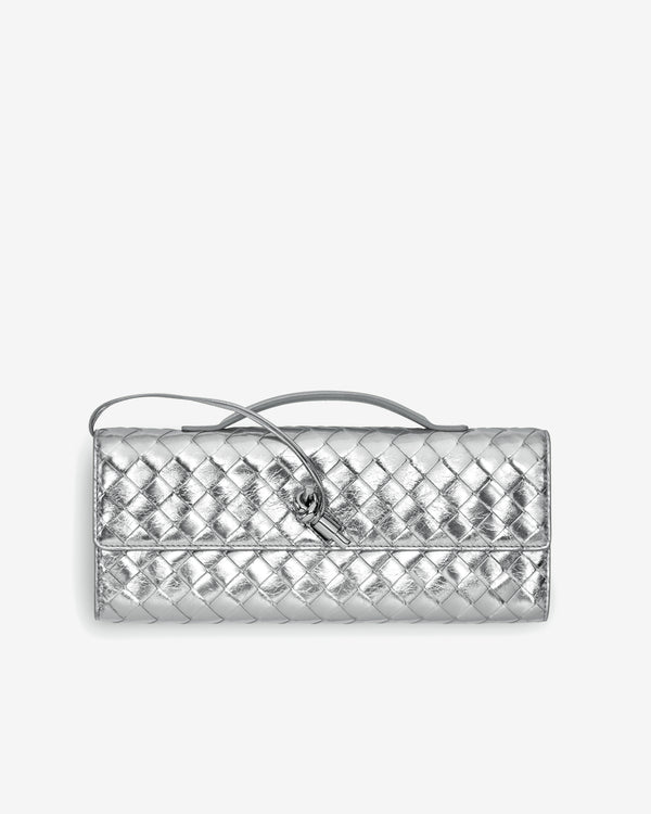 Bottega Veneta - Andiamo Long Clutch With Handle - (Silver)