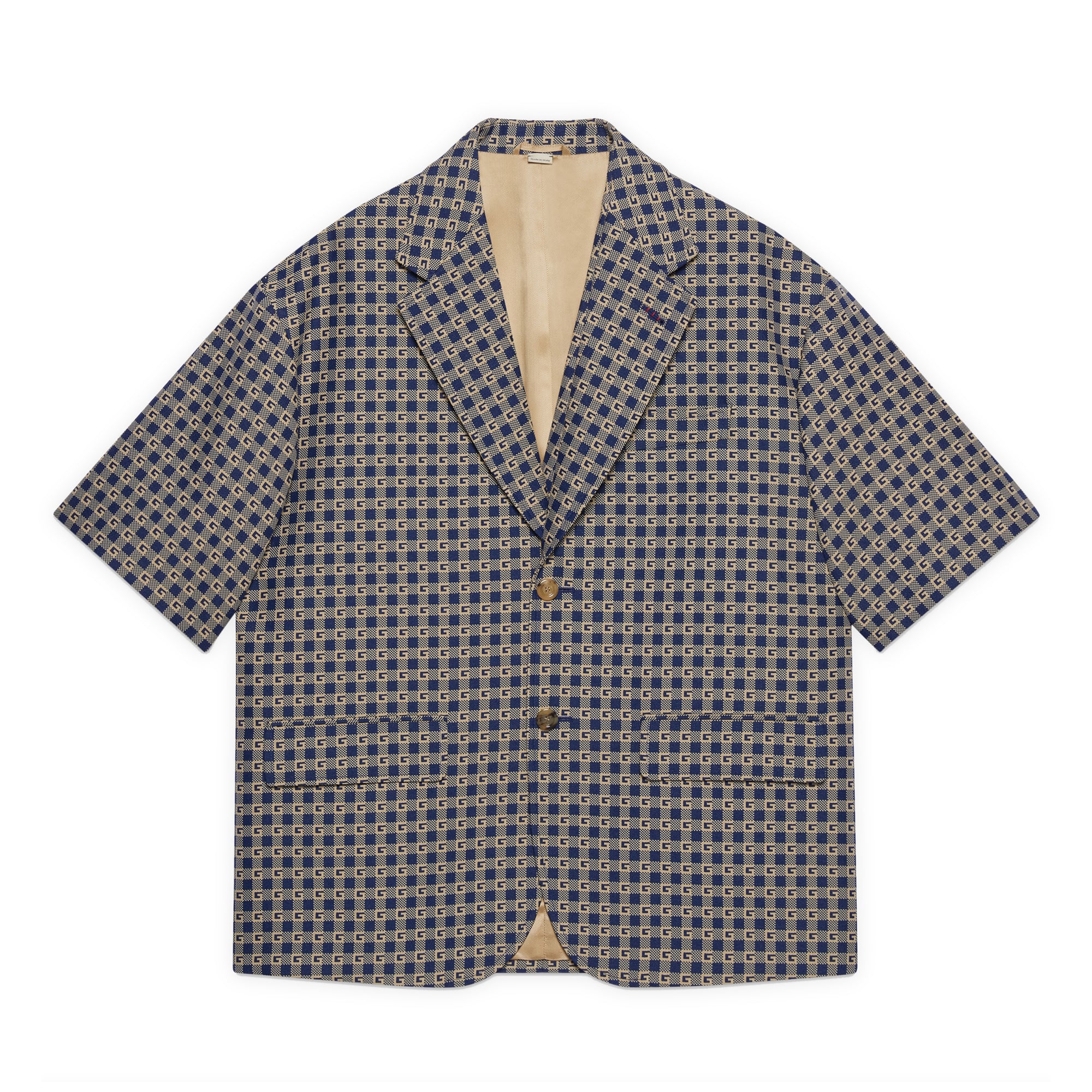 Gucci - Men’s Square G Check Fabric Formal Jacket - (Blue/Beige) view 1