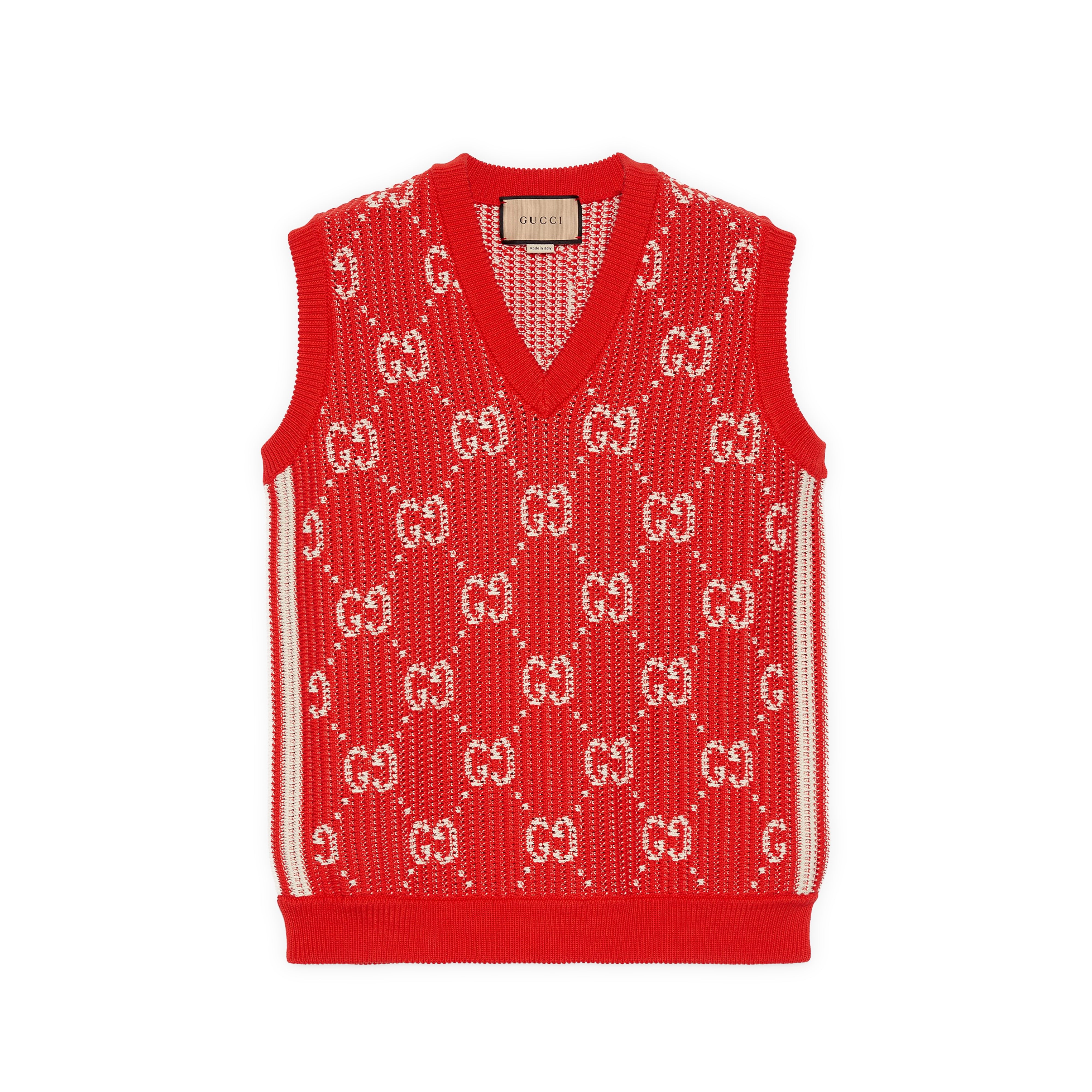 Gucci - Men's GG Knit Cotton Jacquard Vest - (Red) | Dover Street ...