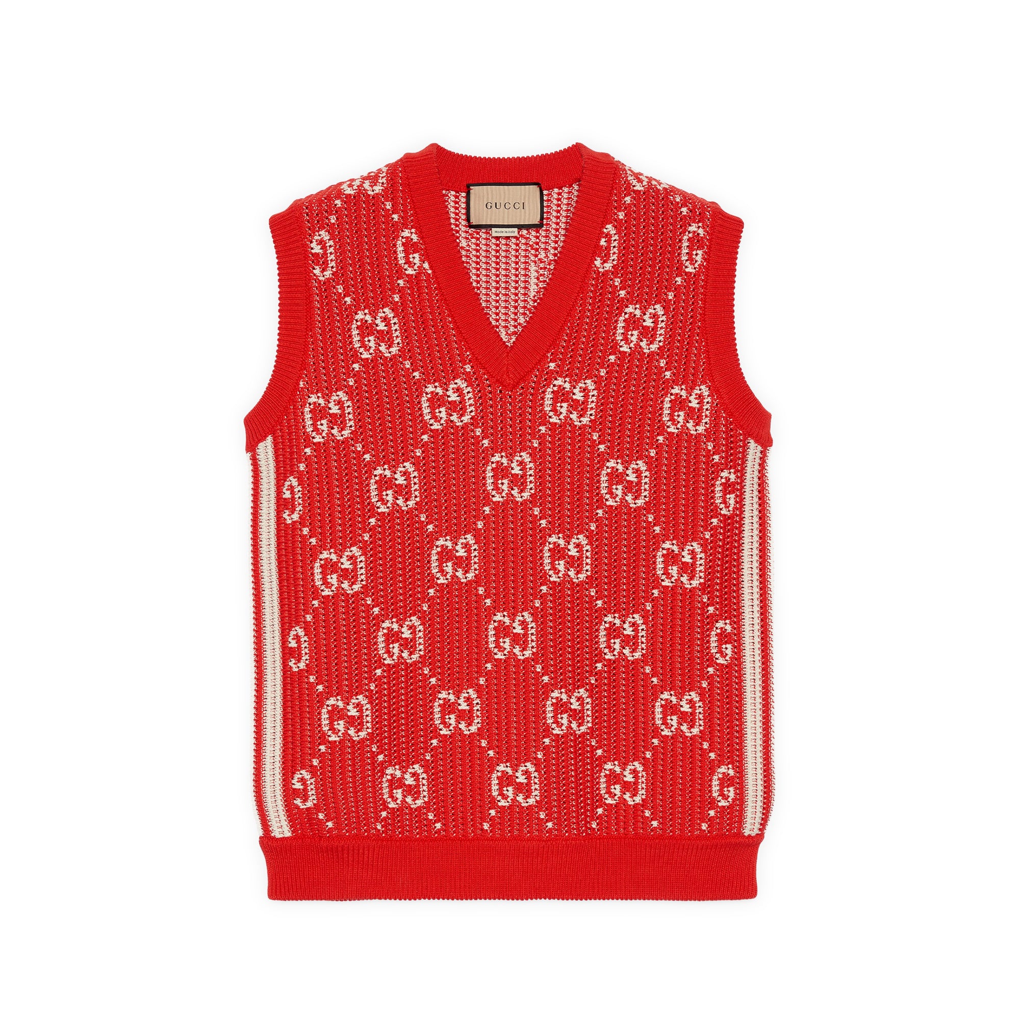 Gucci - Men’s GG Knit Cotton Jacquard Vest - (Red) view 1
