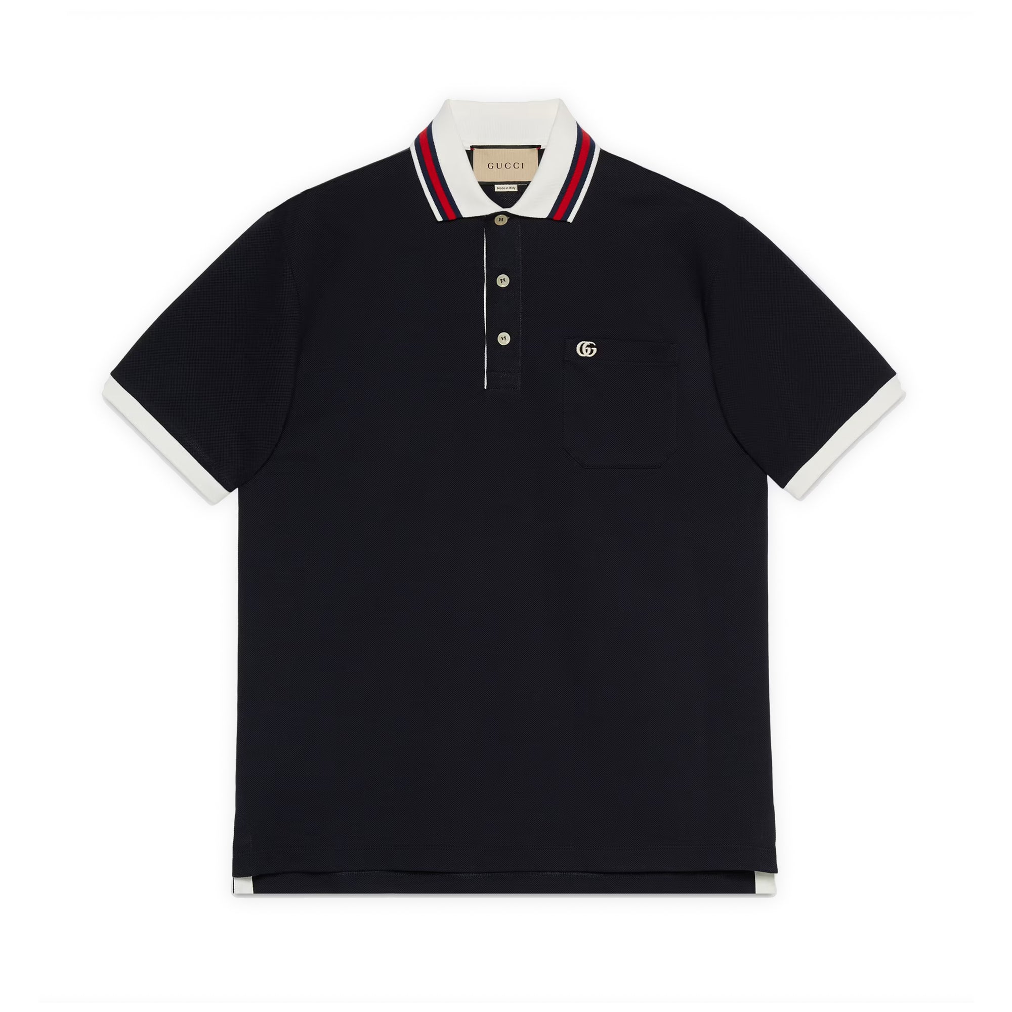 Gucci - Men’s Cotton Piquet Polo With Double G - (Navy) view 1