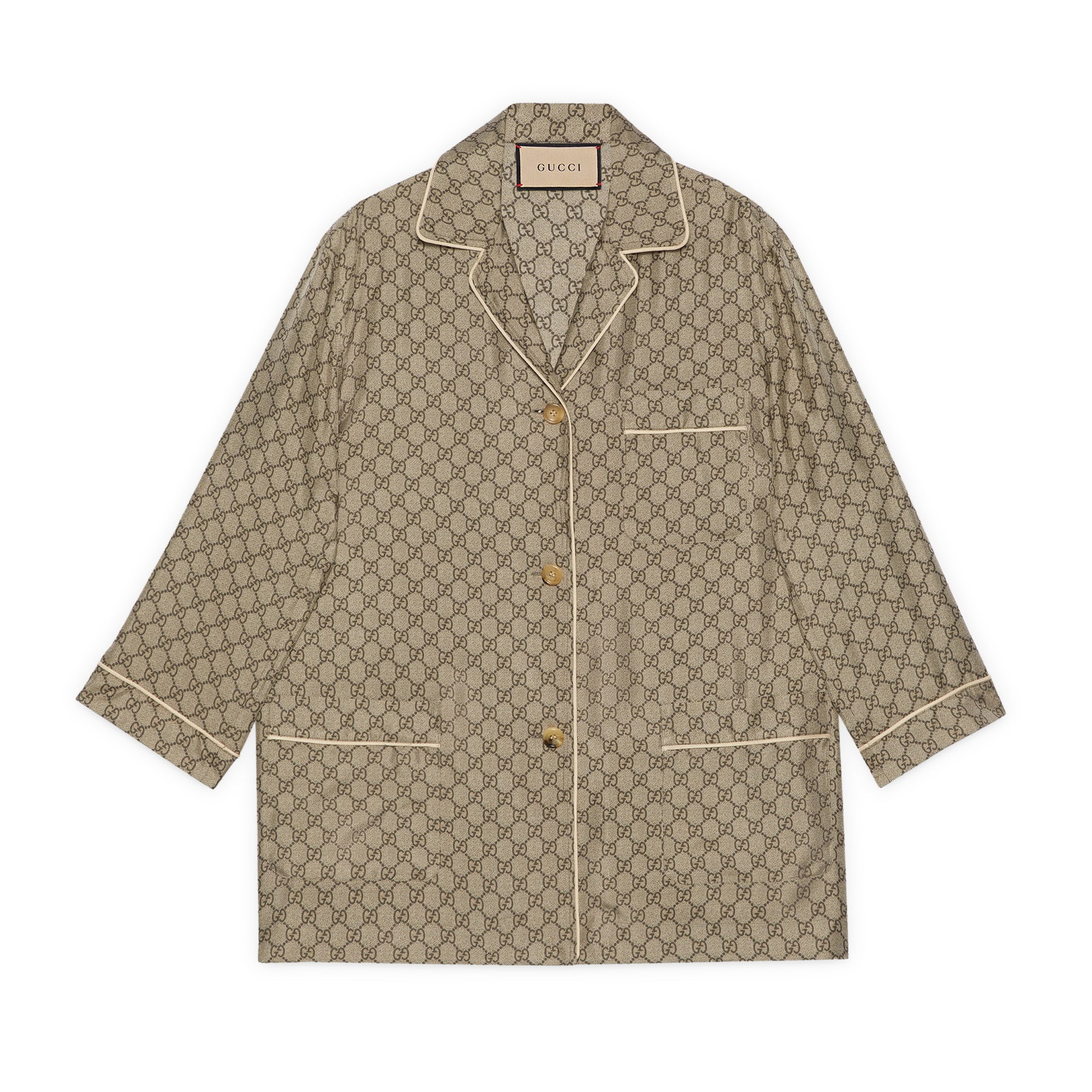 Gucci - Women'S Gg Supreme Silk Shirt - (Beige/Ebony) | Dover Street Market  E-Shop – Dsml E-Shop