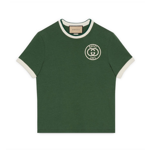 Gucci - Women’s Cotton Jersey T-shirt With Gucci Embroidery - (Green)