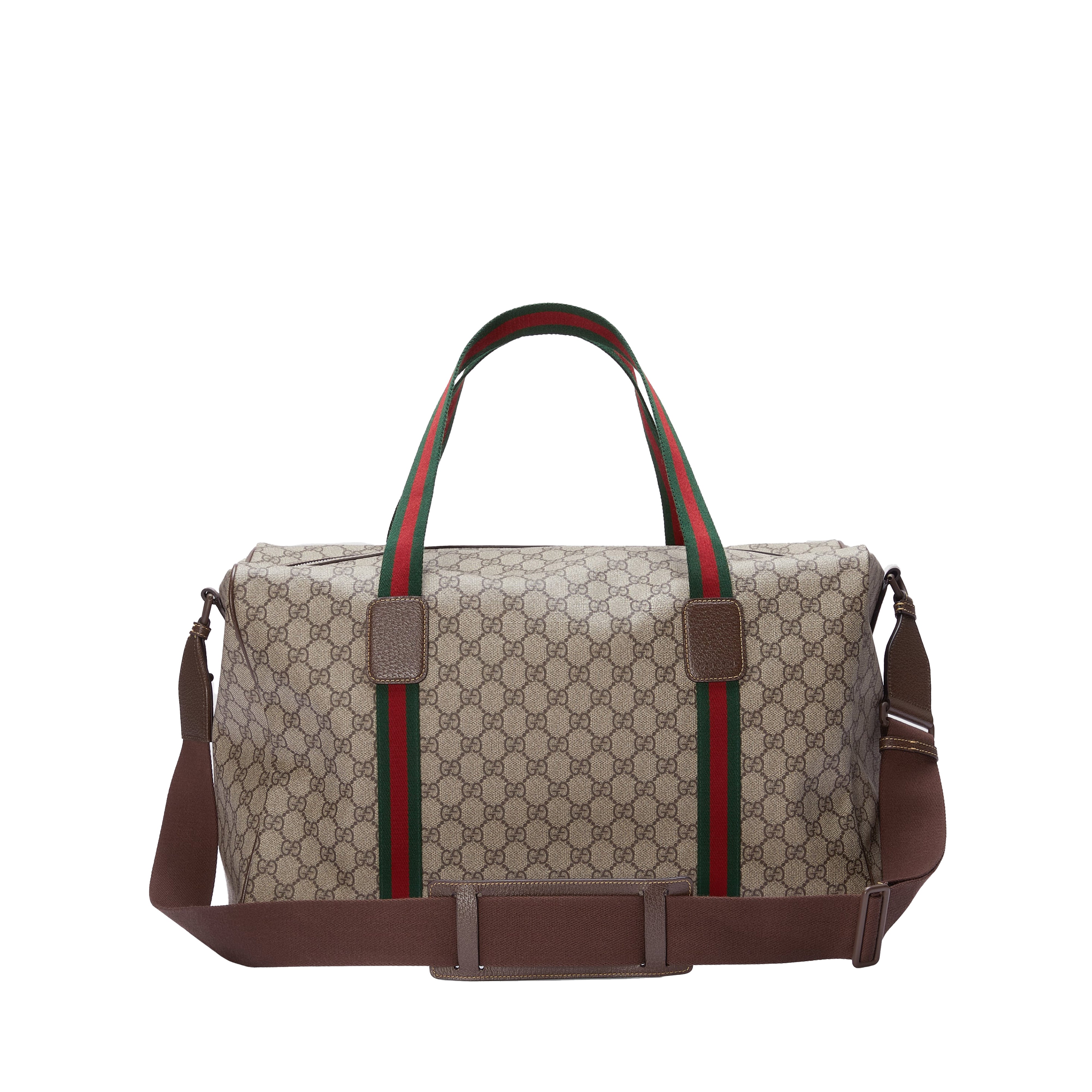 Gucci Men s Large Duffle Bag With Web Beige Ebony Dover