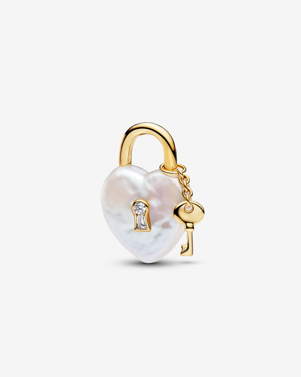Pandora - Padlock Pendant - (Pearl/Gold)