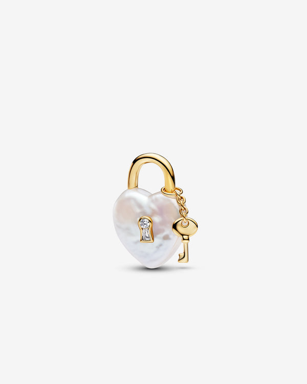 Pandora - Padlock Pendant - (Pearl/Gold)