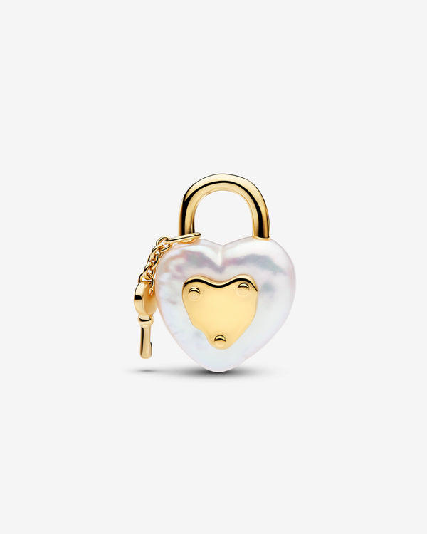 Pandora - Padlock Pendant - (Pearl/Gold)