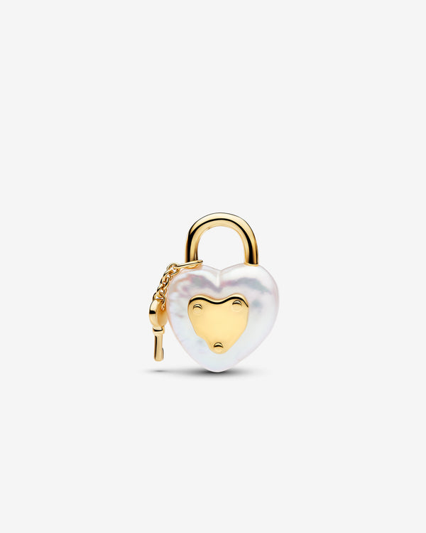 Pandora - Padlock Pendant - (Pearl/Gold)