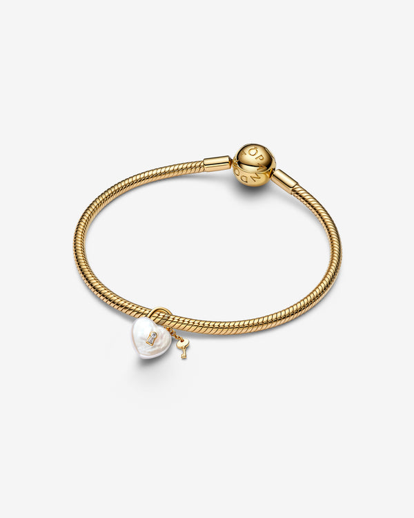 Pandora - Padlock Pendant - (Pearl/Gold)