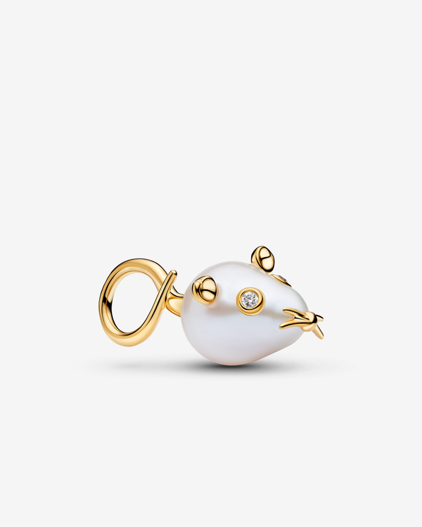 Pandora - Mouse Pendant - (Pearl/Gold)