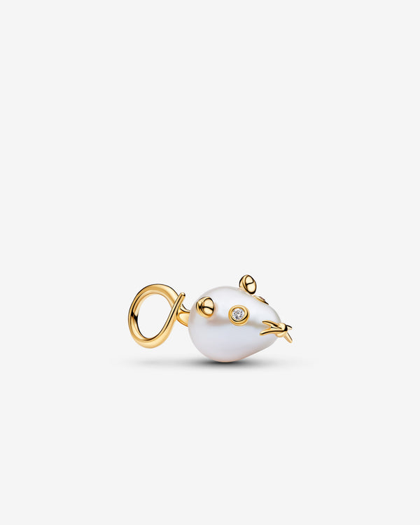 Pandora - Mouse Pendant - (Pearl/Gold)