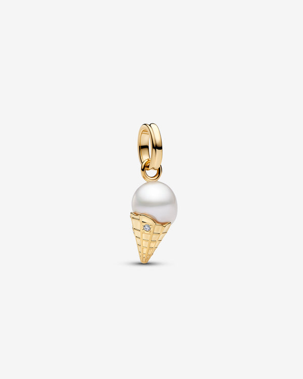 Pandora - Ice Cream Pendant - (Pearl/Gold)