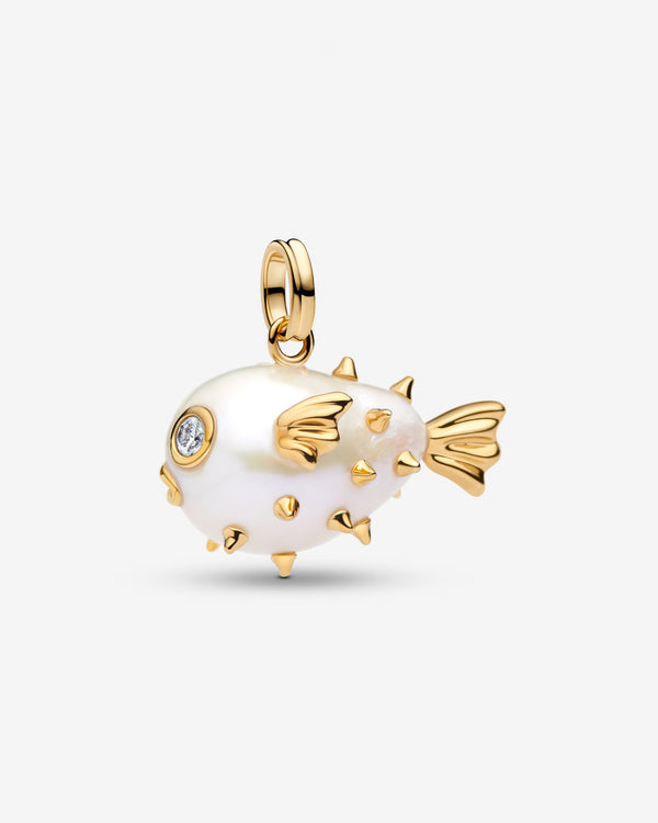 Pandora - XL Pufferfish Pendant - (Pearl/Gold)