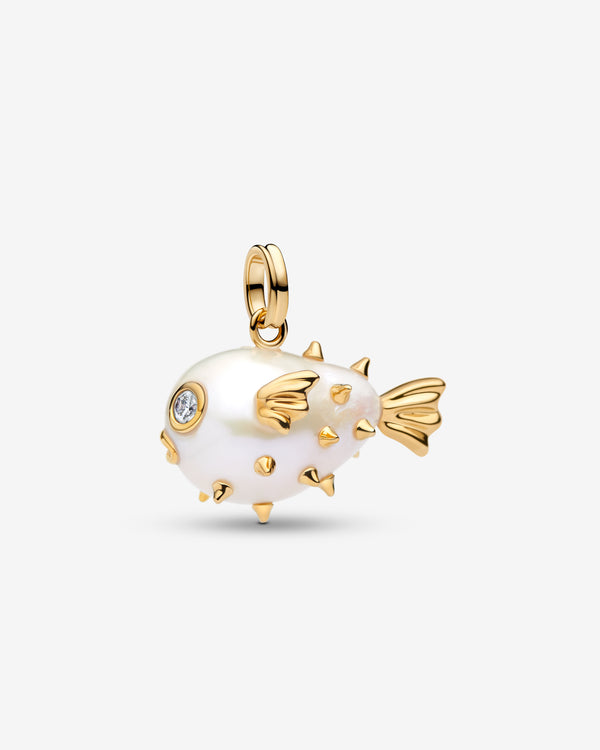 Pandora - XL Pufferfish Pendant - (Pearl/Gold)