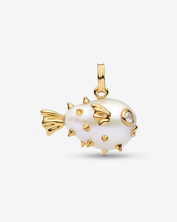 Pandora - XL Pufferfish Pendant - (Pearl/Gold)