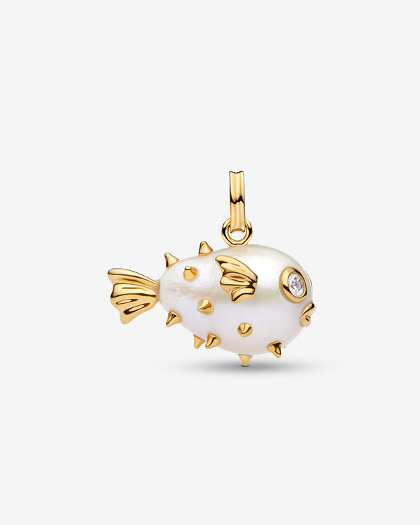 Pandora - XL Pufferfish Pendant - (Pearl/Gold)