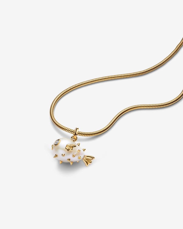 Pandora - XL Pufferfish Pendant - (Pearl/Gold)