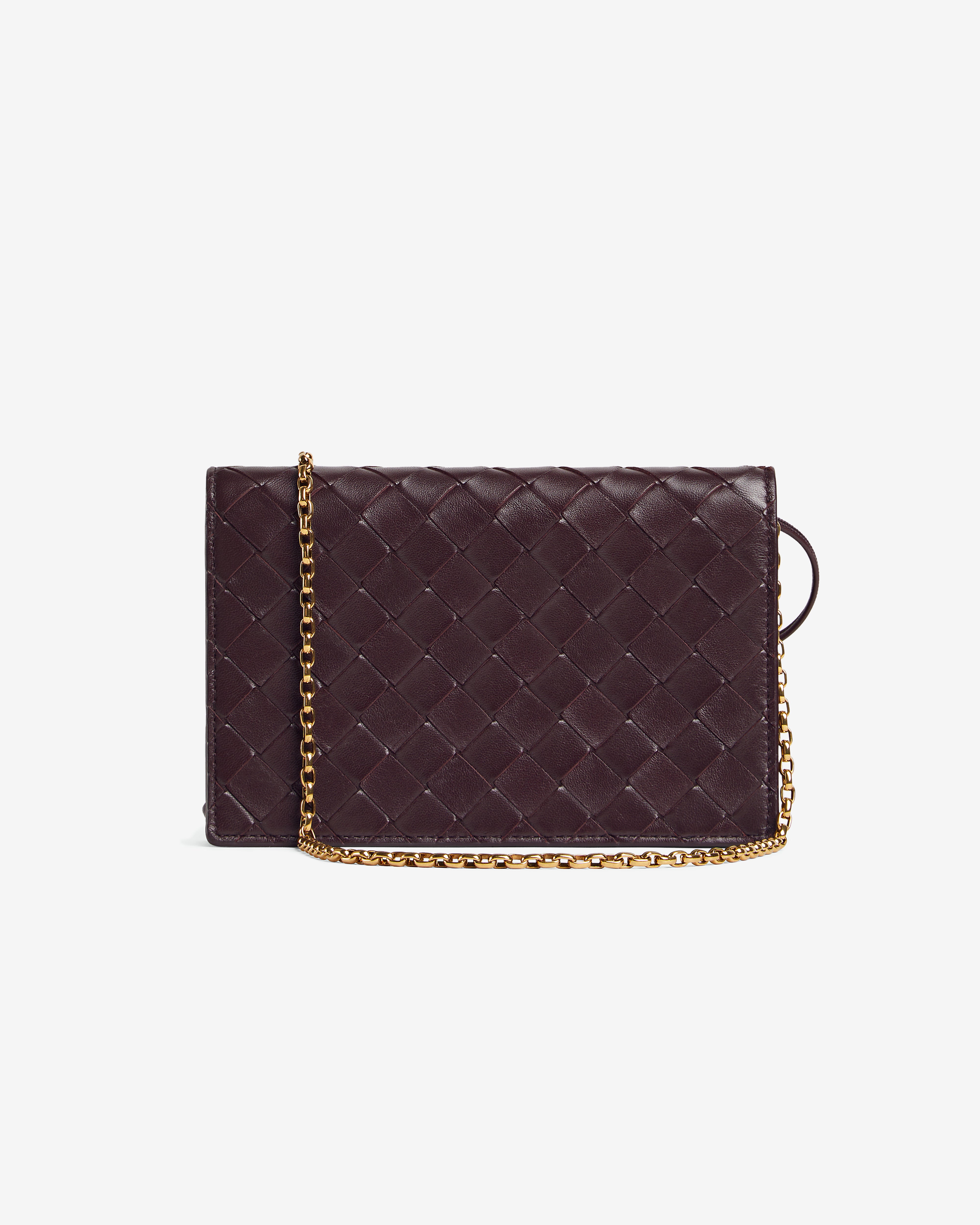 Bottega Veneta: Andiamo Pouch on Chain (Dark Barolo) | Dover
