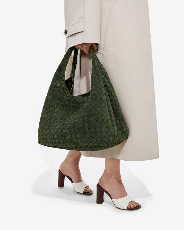 Bottega Veneta  - Women's Large Campana - (Green Tweed)