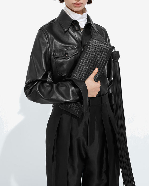 Bottega Veneta  - Women's Serata Clutch - (Black)
