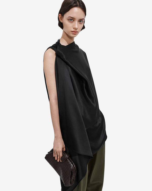 Bottega Veneta  - Women's Fluid Silk Satin Top - (Double Black)
