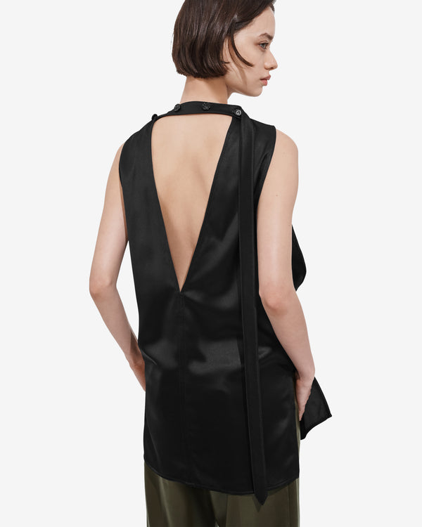 Bottega Veneta  - Women's Fluid Silk Satin Top - (Double Black)