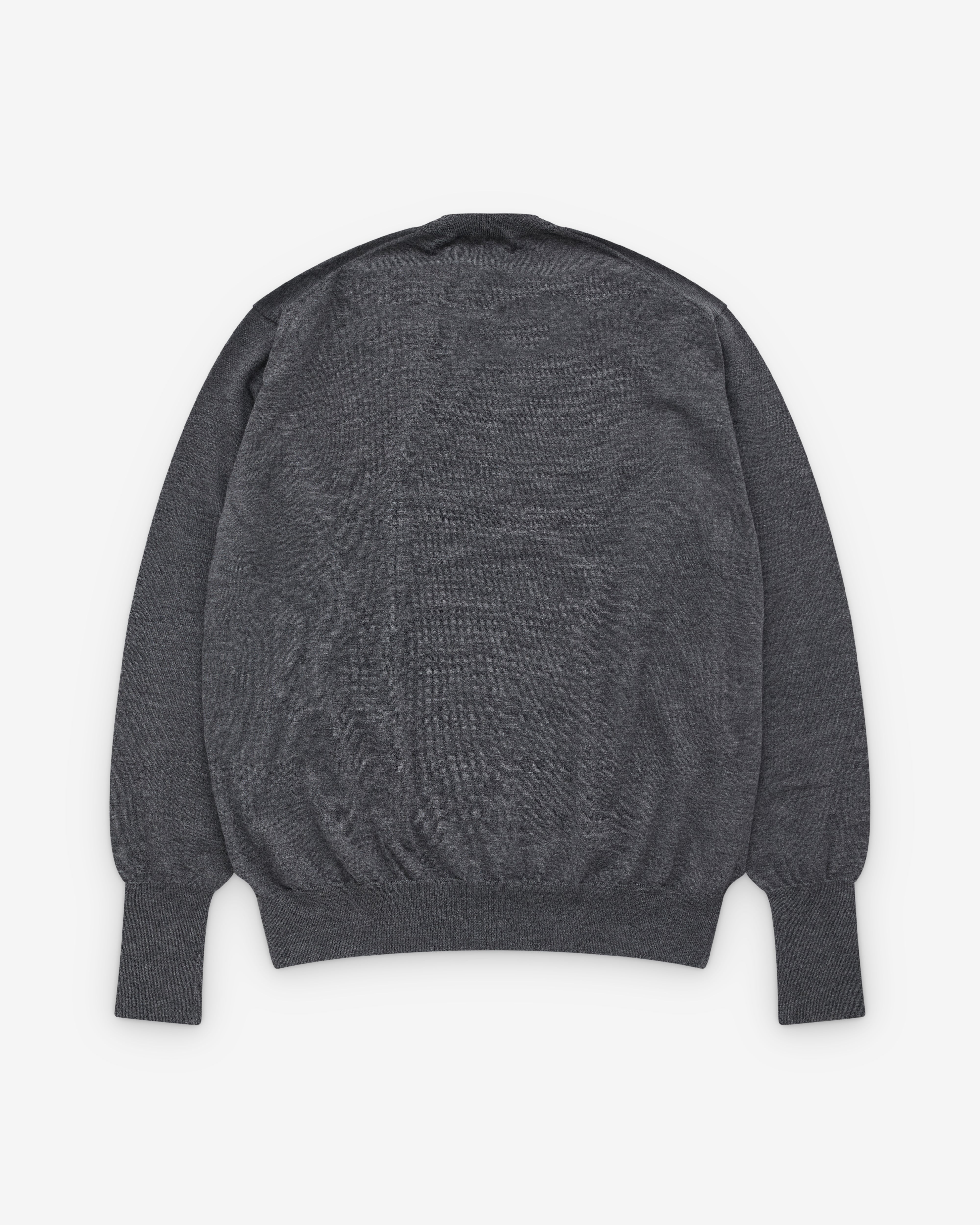 A.Presse: Men's Cashmere High Gauge Crew Neck Sweater (Gray