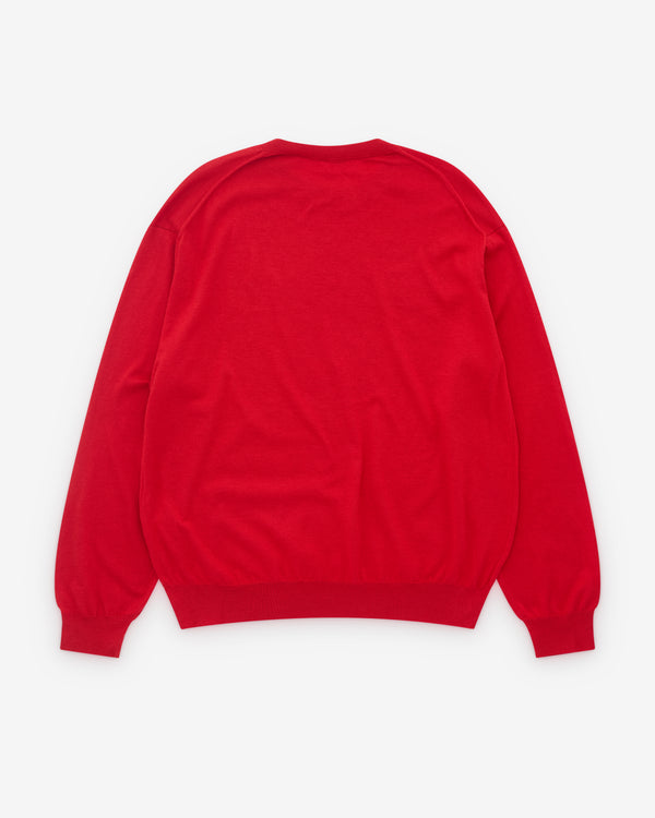 A.Presse - Men’s Wool Cotton High Gauge Crew Neck - (Red)