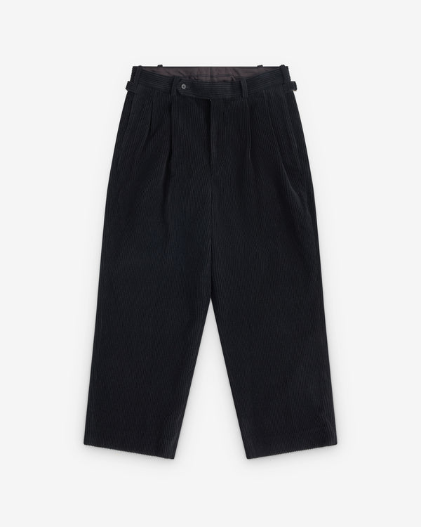 A.Presse - Men's Wool Corduroy Wide Tapered Trousers - (Black)