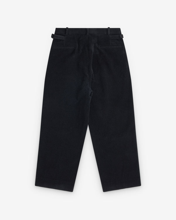 A.Presse - Men's Wool Corduroy Wide Tapered Trousers - (Black)