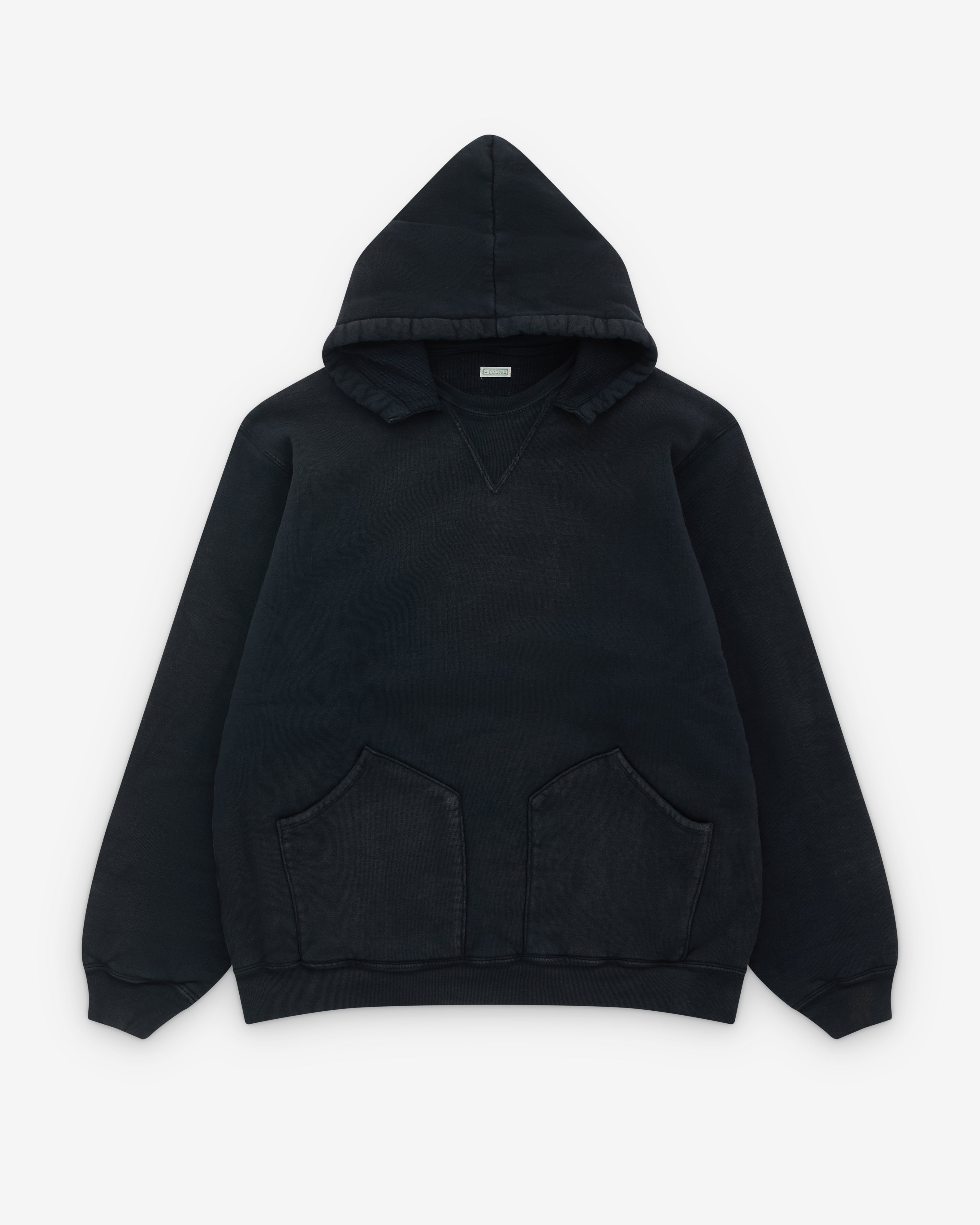 A.Presse: Men's Vintage Attached Hood Sweat Parka (Black) | DSML E