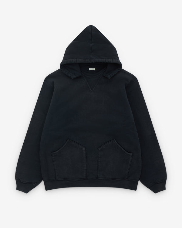 A.Presse - Men’s Vintage Attached Hood Sweat Parka - (Black)