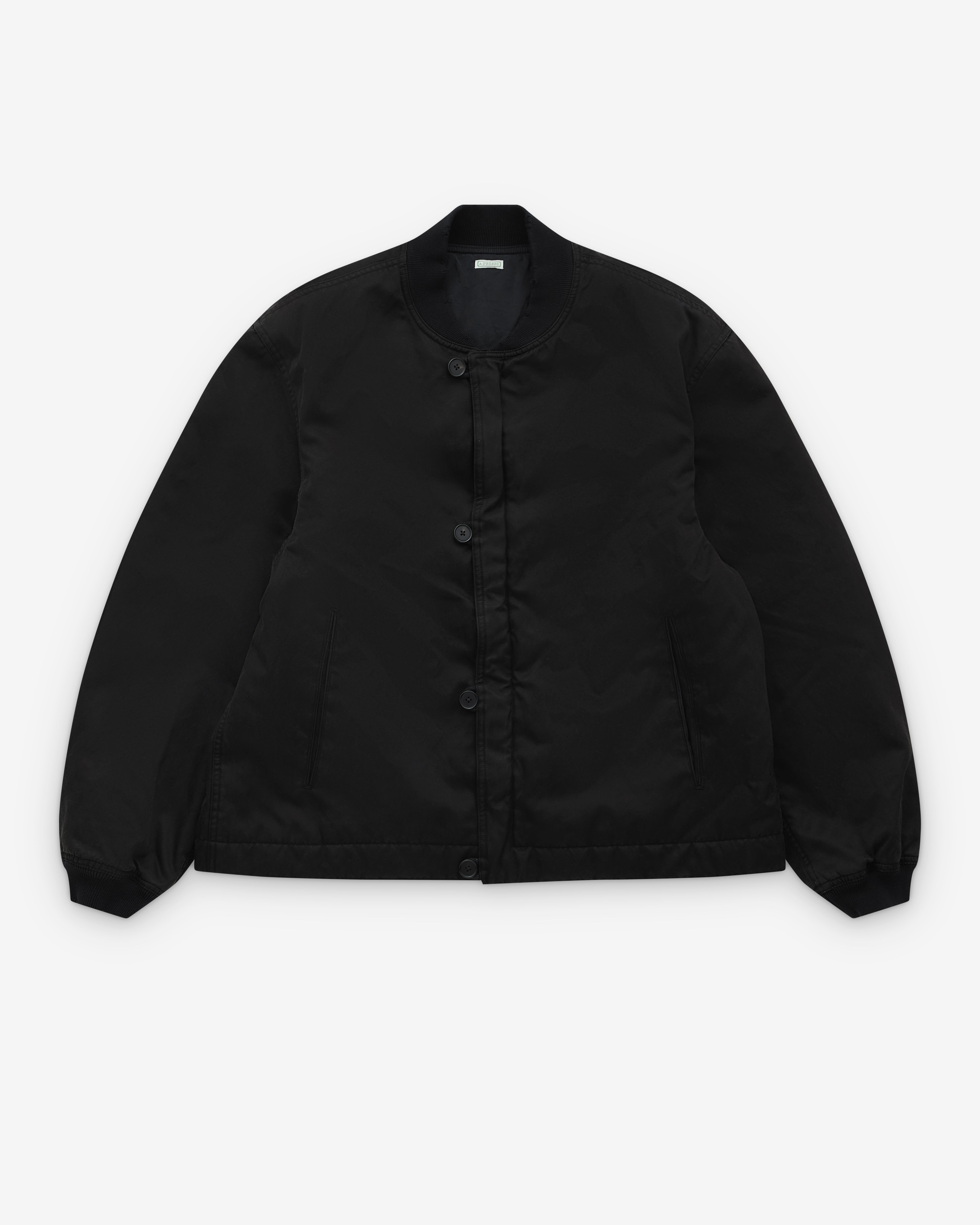 A.Presse: Men's Vintage Silk Bomber Jacket (Black) | DSML E-SHOP